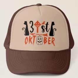 31. Oktober Schwarze Katzen Halloween Truckerkappe