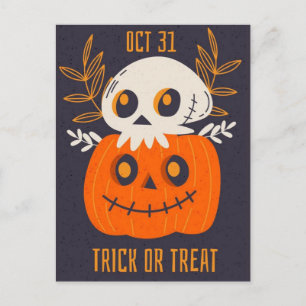31. Oktober Skull and Pumpkin Postkarte