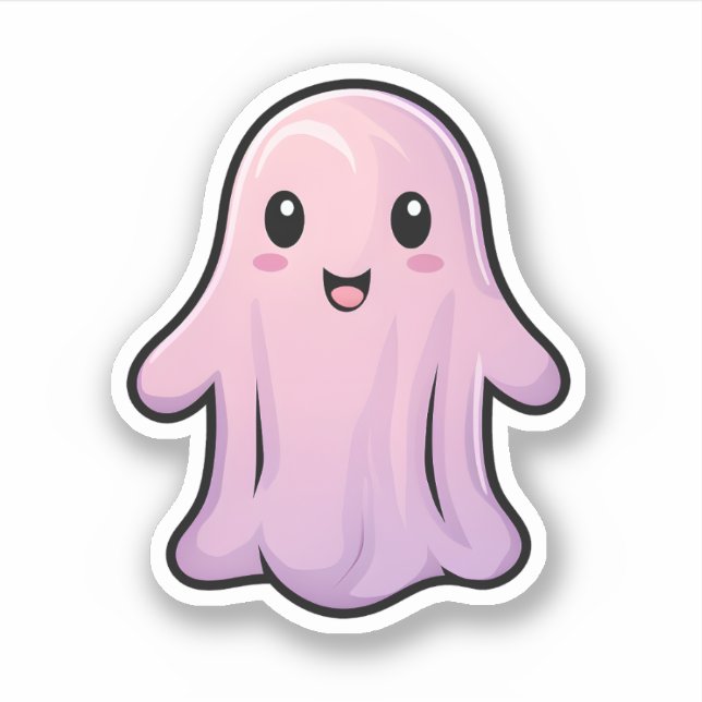 31. Oktober Spooky Halloween Niedlich Pink Ghost Aufkleber (Vorderseite)