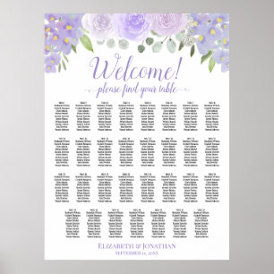 31 Tisch Lavendel Boho Rosen Hochzeits-Sitzplan Poster