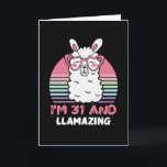 31 Year Old Bday Llamazing 31st Birthday Llama Karte<br><div class="desc">Retro Vintage Style Birthday Gift Design Perfect To Pair With Shorts,  Leggings Or Jeans For A Casual Yet Trendy Look. Humorous Funny Humor Birthday Gift Outfit For Family Member,  Loved One Or Yourself. Matches Loads Of Clothes. GET YOURS TODAY!</div>