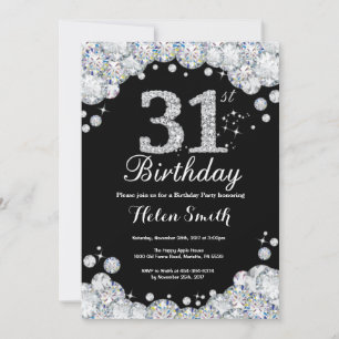 31e anniversaire Invitation Chalkboard Silver Diam