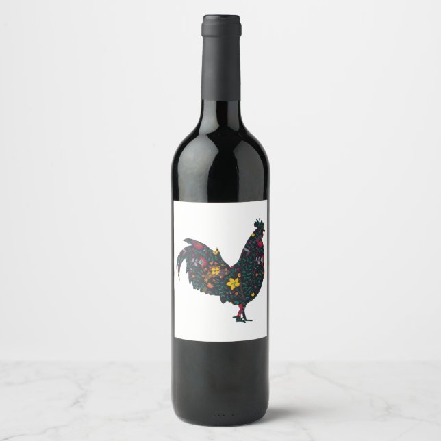 321 Bauer Country-Geschenk lustiges Musikhähnchen Weinetikett (Vorderseite)