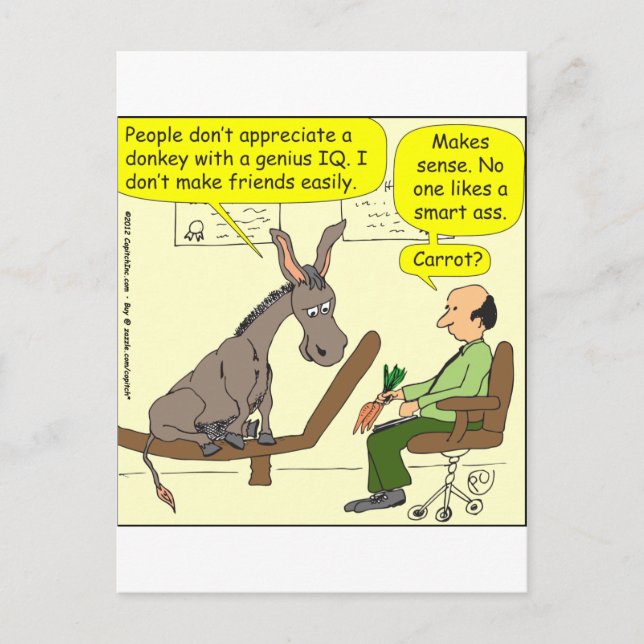 321 Esel Genie Smart a$$ Cartoon Postkarte (Vorderseite)