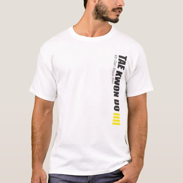 323-4 4. schwarzer Gurt-Taekwondo-Shirt Dans T-Shirt (Vorderseite)