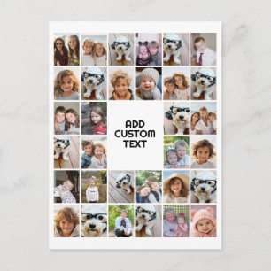 32 Foto-Collage Modern Quadratisch Schwarz und Wei Postkarte