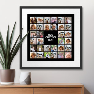 32 Foto-Collage Moderne quadratische Schwarz-Weiß- Poster