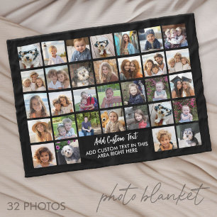 32-Foto-Collage-Raster - Textfeld - schwarz weiß Fleecedecke