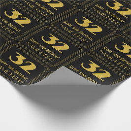 32. Geburtstag - Art Deco Inspiriert Look "32" & N Geschenkpapier
