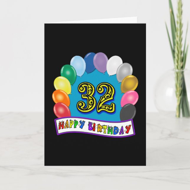 32. Geburtstag Balloons Geschenke Karte (Vorderseite)
