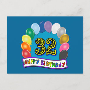 32. Geburtstag Balloons Geschenke Postkarte