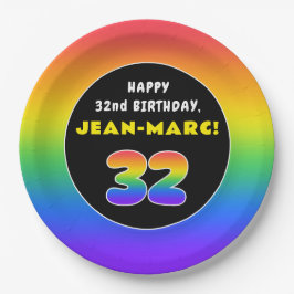 32. Geburtstag: Farbiger Regenbogen # 32, Individu Pappteller