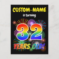 32. Geburtstag - Fun Fireworks, Regenbogen Look "3