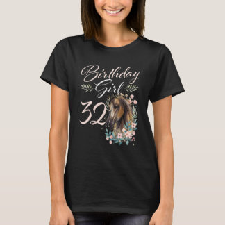 32. Geburtstag Girl Horse 32 Jahre alter Tag T-Shirt