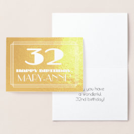 32. Geburtstag: Name + Art Deco Inspiriert Look "3 Folienkarte