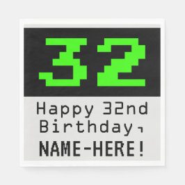 32. Geburtstag - Nerdy / Geeky Style "32" & Name Serviette