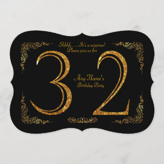 32. Geburtstagsfeier 32.,Gatsby,Schwarz & Gold Einladung