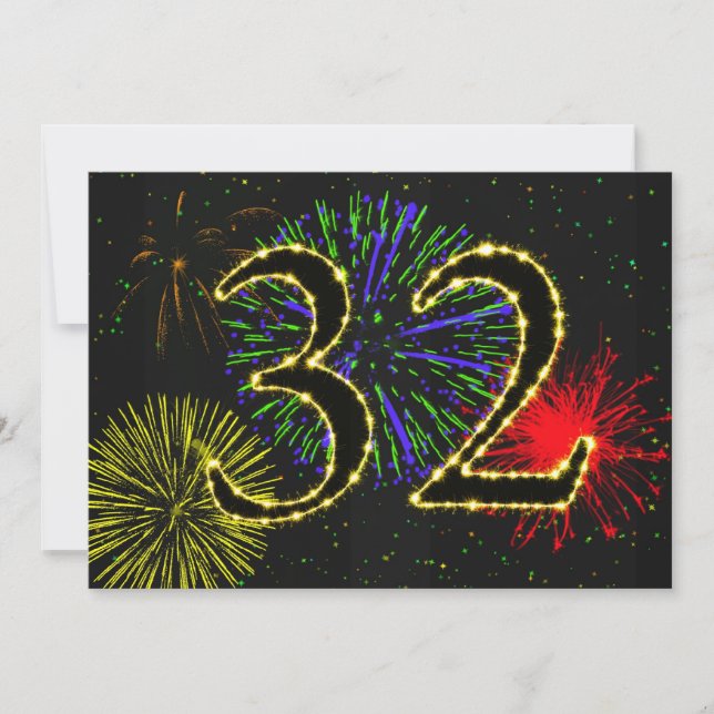 32. Geburtstagsparty Einladung (Vorderseite)
