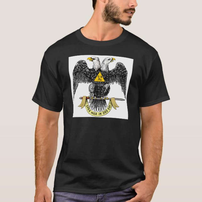 32. Grad-schottisches Ritus-Schwarzes Eagle T-Shirt (Vorderseite)