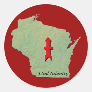 32. Infanterie-Wisconsin-Nationalgarde-Rot-Pfeil Runder Aufkleber