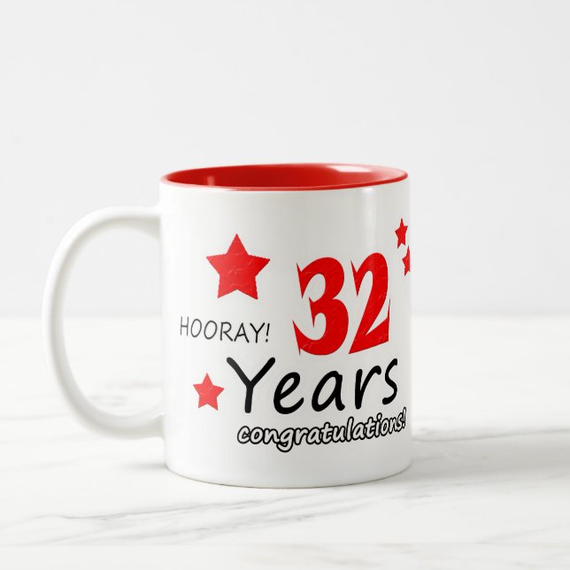 32. Jahrestag, 32. Jahrestag der Hochzeit Zweifarbige Tasse (Links)