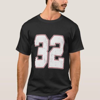 32 Kontur Nummer 32 Varsity Fan Sports Team Black T-Shirt