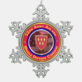 32. Militär- und Raketenabwehrkommando Schneeflocken Zinn-Ornament
