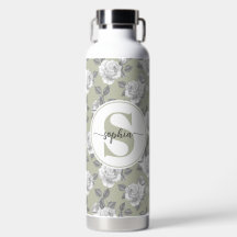 32 oz.Rose Jardin Monogramme Sage Green Bouteille 