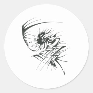 32 Schwarz-Weiß-Abstrakt-Tribal-Tattoo-Kunst Runder Aufkleber