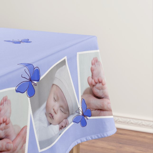 32 Square Images Foto Collage Blue Butterflies Tischdecke (Beispiel)