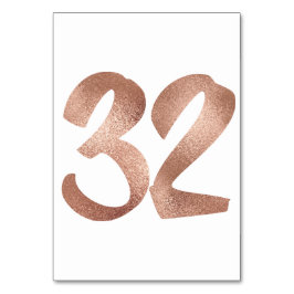 32 Tischnummern Weißes Metallrosa Rosengold