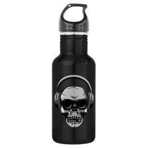 32 Unze-Schädel mit Sonnenbrille u. Kopfhörern Edelstahlflasche