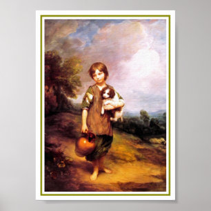 32a Hütte Girl with Dog Poster