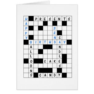32e anniversaire, Crossword Puzzle carte d'anniver