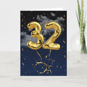 32e Anniversaire Gold Mylar Balloon et carte Confe
