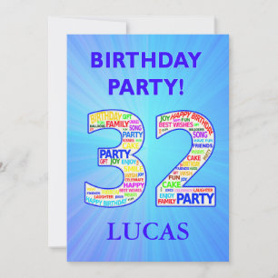 32e anniversaire Invitation de fête Ajouter un nom