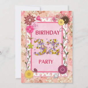 32e anniversaire invitation fête avec cadre fleuri