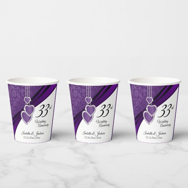 33./47. Jahrestag der Hochzeit von Amethyst Pappbecher (Multi)