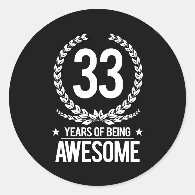 33. Geburtstag (33 Jahre Phantastisch) Runder Aufkleber (Vorderseite)