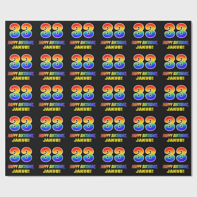 33. Geburtstag: Bold, Fun, Simple, Rainbow 33 Geschenkpapier (Flach)