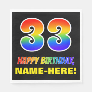 33. Geburtstag: Bold, Fun, Simple, Rainbow 33 Serviette