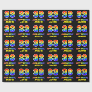 33. Geburtstag: kühl, Spaß, einfach, Regenbogen  Geschenkpapier