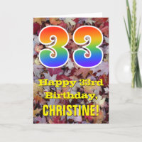 33. Geburtstag; Rustikale Herbstblätter; Regenboge