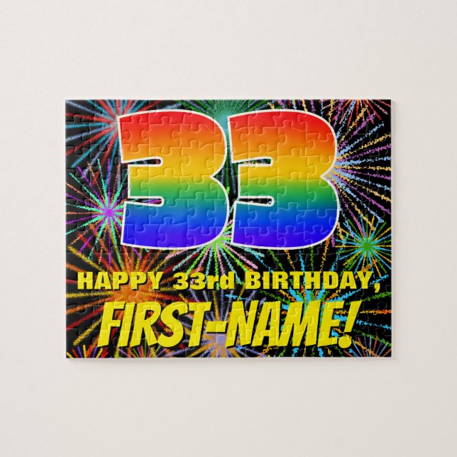 33. Geburtstag: Spaß, bunte feierliche Feuerwerke (Horizontal)