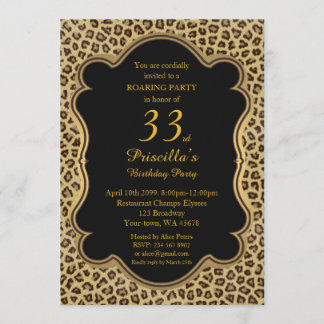 33., Geburtstags-Party 33., Cheetah, Schwarzes u. Einladung