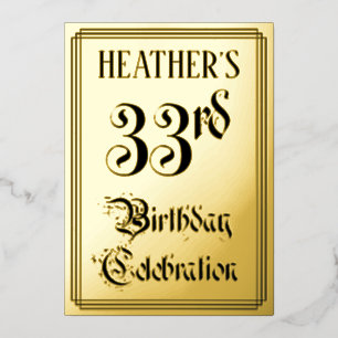 33. Geburtstagsfeier — Elegante Schrift + Benutzer Folieneinladung