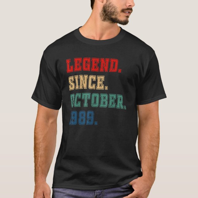 33 Jahre alte Legende seit Oktober 1989 33. Geburt T-Shirt (Vorderseite)