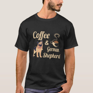 33 Kaffee und Deutscher Schäferhund T-Shirt