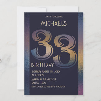33. lila und goldener Geburtstag Einladung