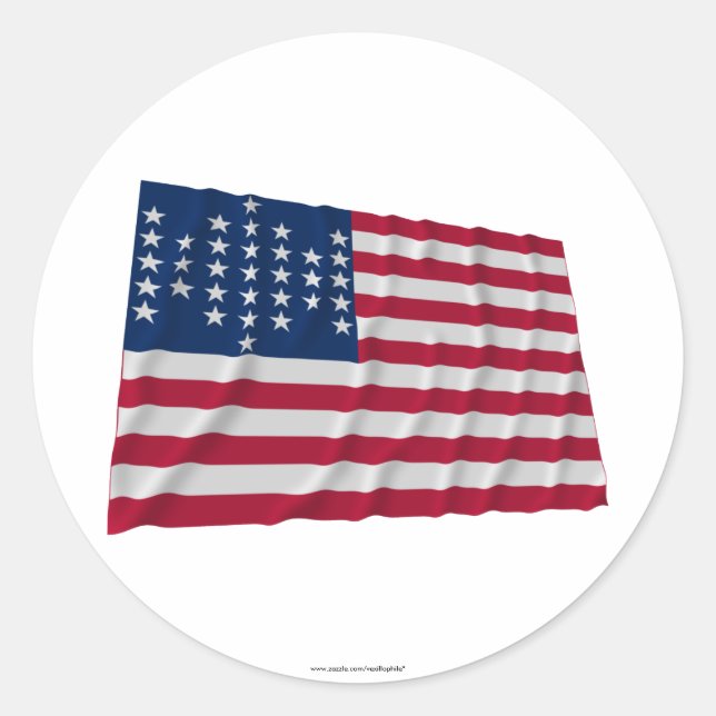33-Sterne-Flagge, Fort Sumter Garrison Muster Runder Aufkleber (Vorderseite)